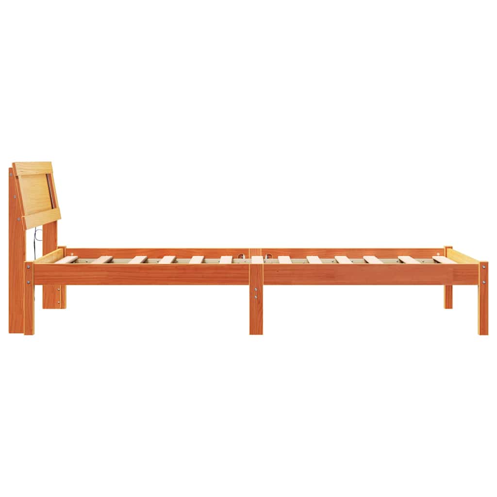 Ágykeret fejtámlával Faggyú barna 80 x 200 cm Tömör fenyőfa