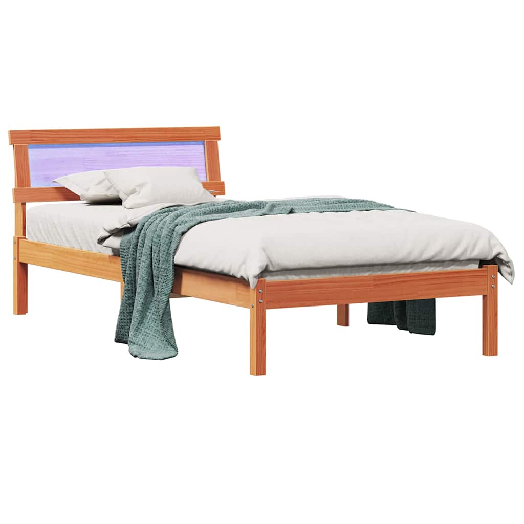 Ágykeret fejtámlával Faggyú barna 90 x 190 cm Tömör fenyőfa