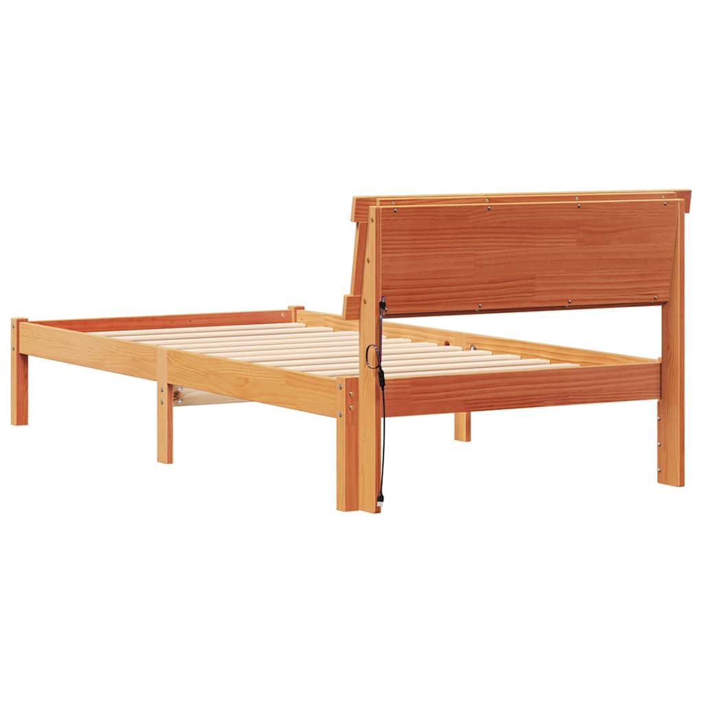 Ágykeret fejtámlával Faggyú barna 75 x 190 cm Tömör fenyőfa
