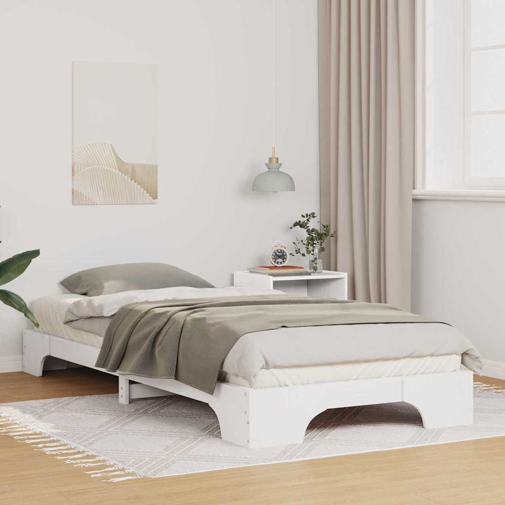 Ágykeret Fehér 90 x 210 cm Tömör fenyőfa