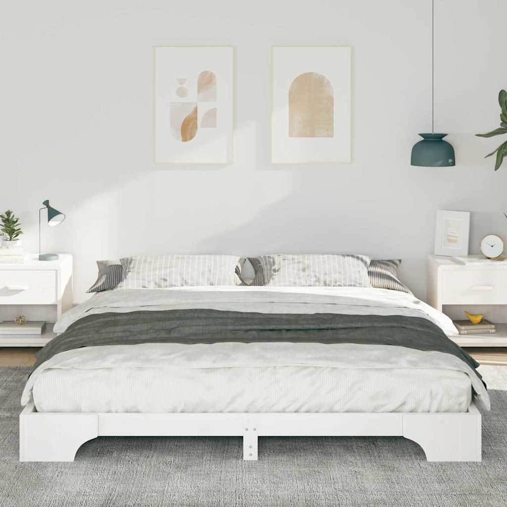 Ágykeret Fehér 200 x 210 cm Tömör fenyőfa