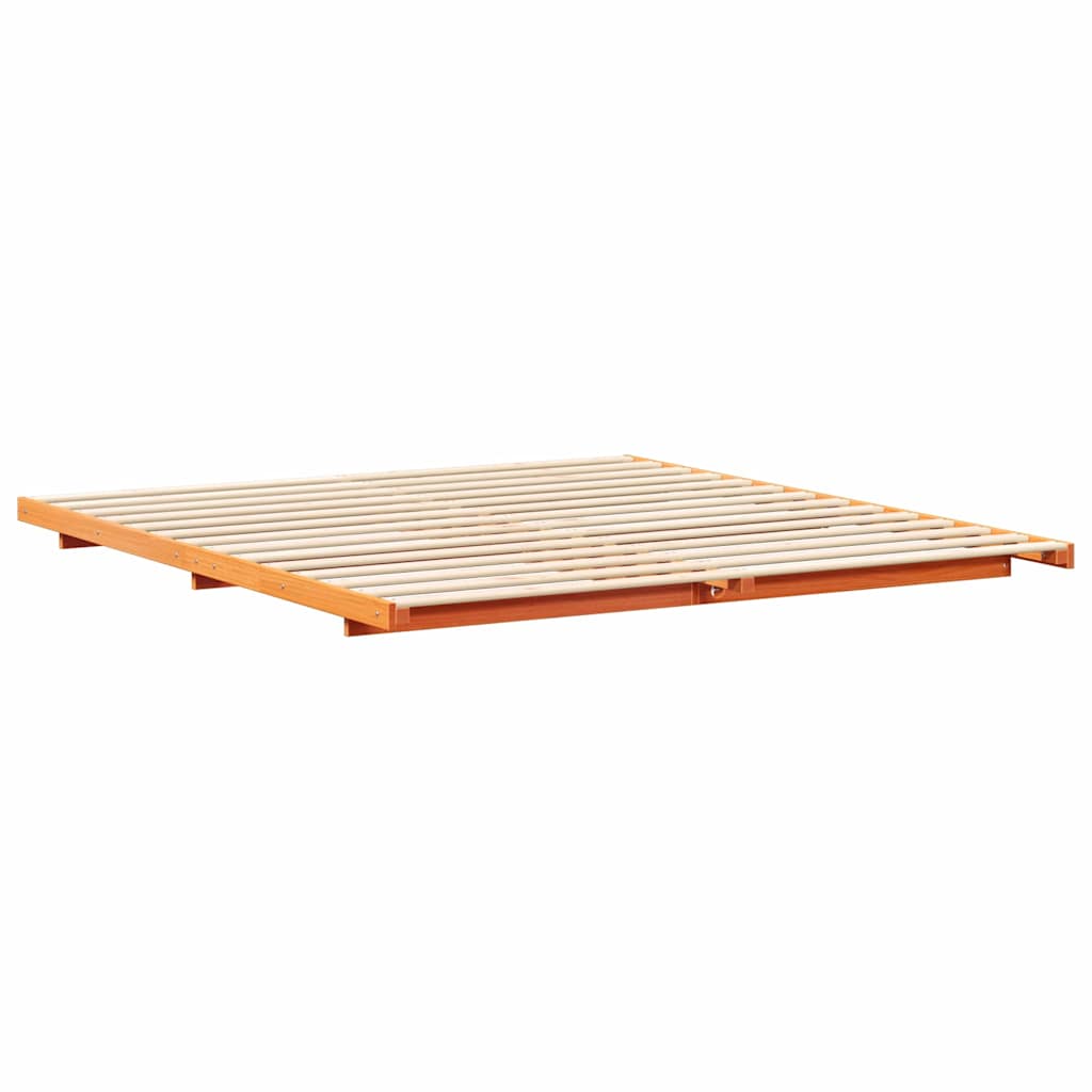 Ágykeret Faggyú barna 200 x 210 cm Tömör fenyőfa