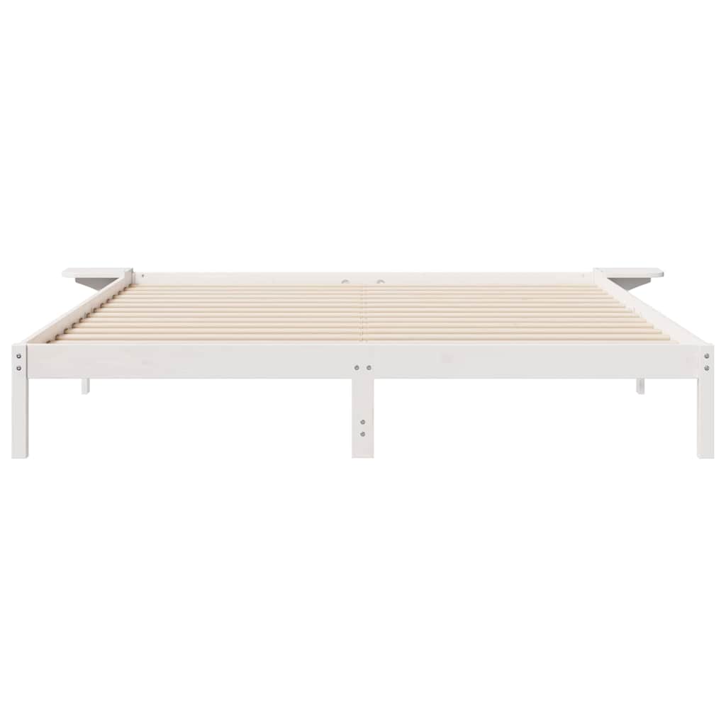 Ágykeret éjjeliszekrényekkel Fehér 200 x 210 cm Tömör fenyőfa