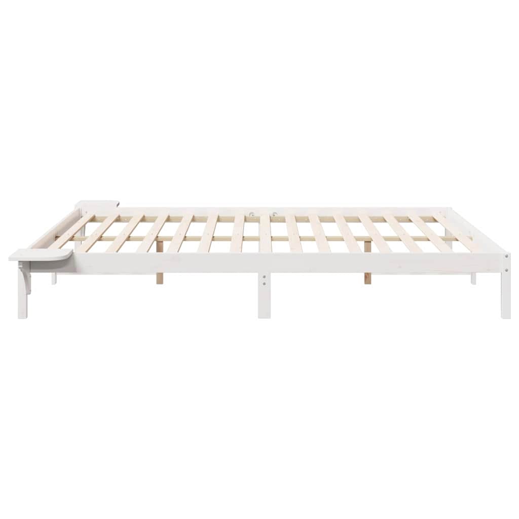Ágykeret éjjeliszekrényekkel Fehér 200 x 210 cm Tömör fenyőfa