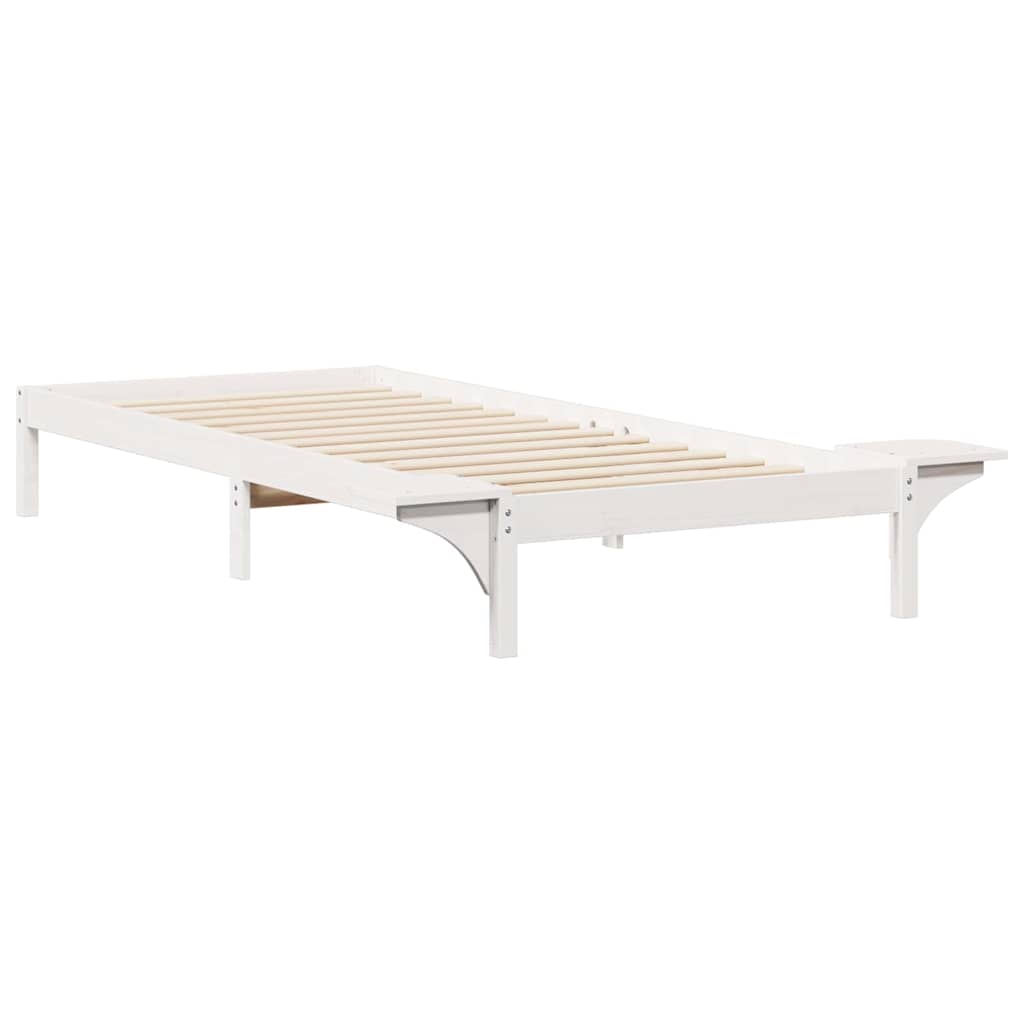 Ágykeret éjjeliszekrényekkel Fehér 80 x 220 cm Tömör fenyőfa