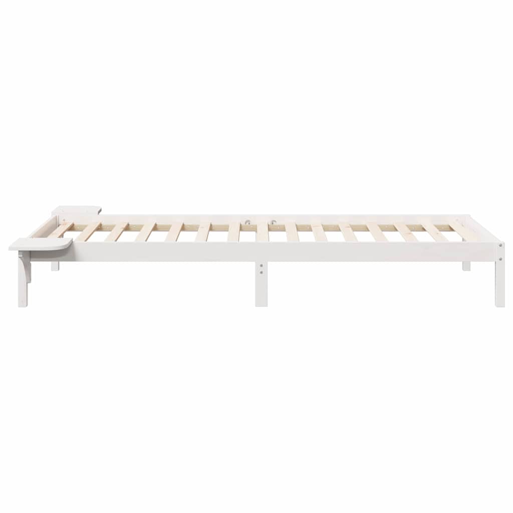 Ágykeret éjjeliszekrényekkel Fehér 90 x 220 cm Tömör fenyőfa