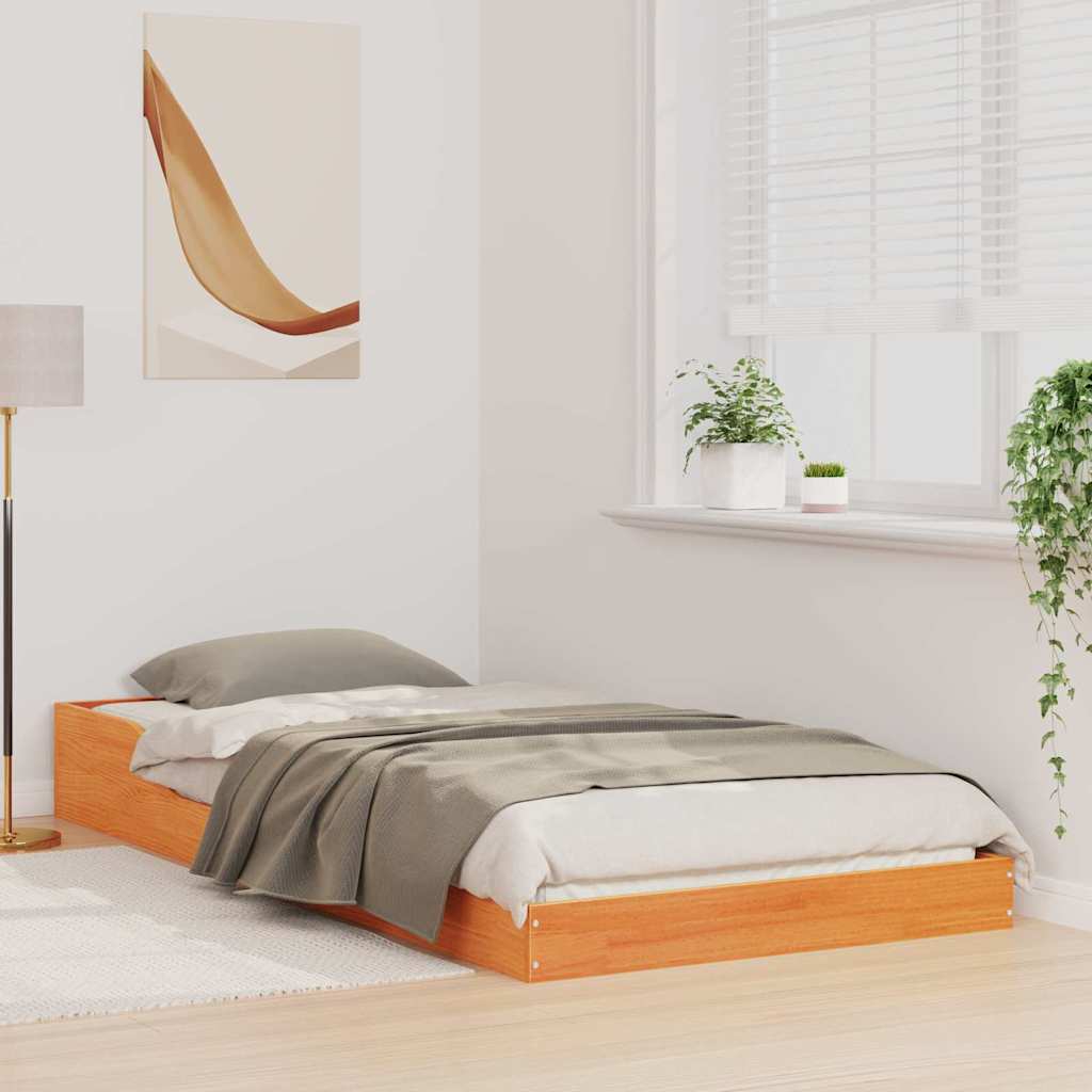 Ágykeret Faggyú barna 90 x 220 cm Tömör fenyőfa