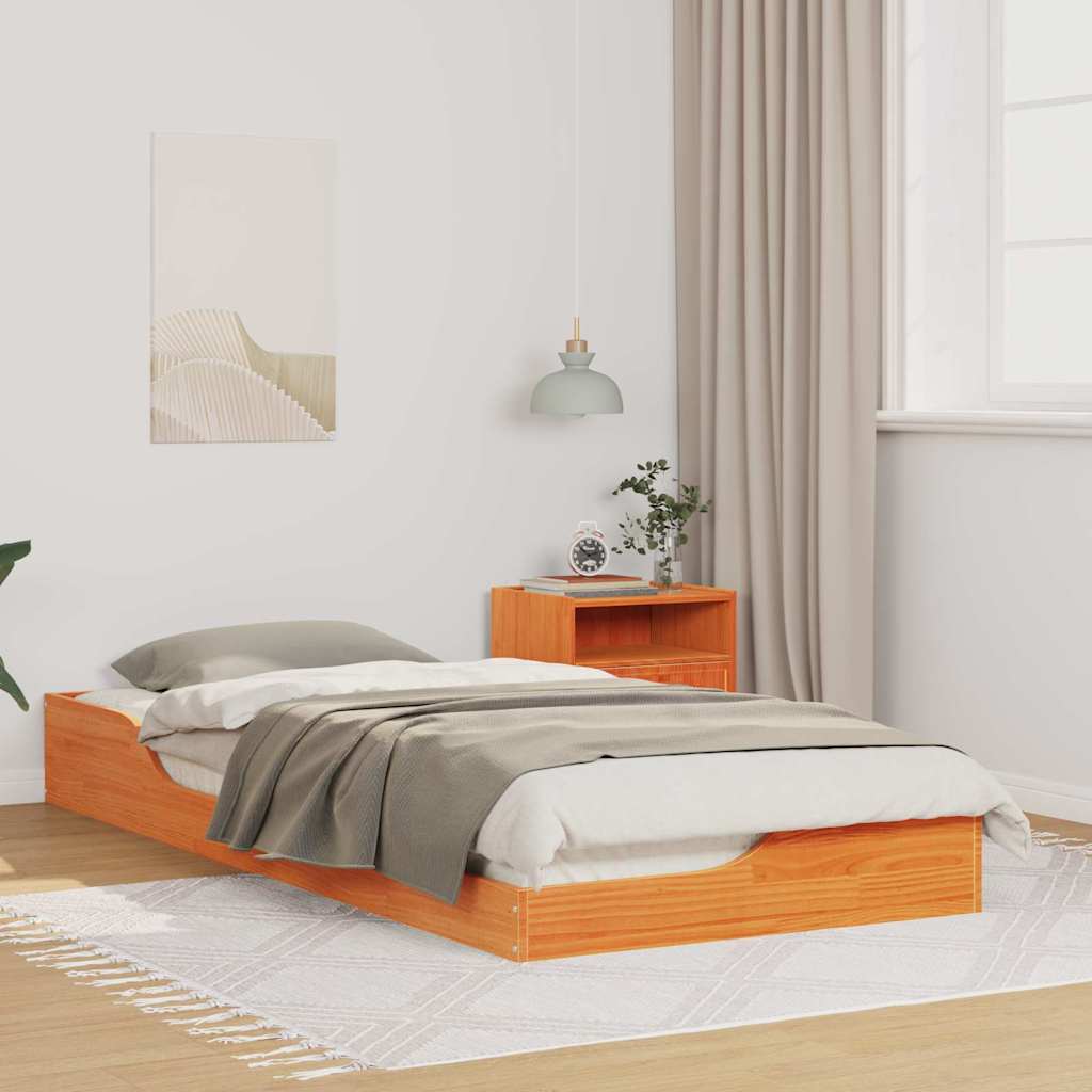 Ágykeret Faggyú barna 100 x 210 cm Tömör fenyőfa