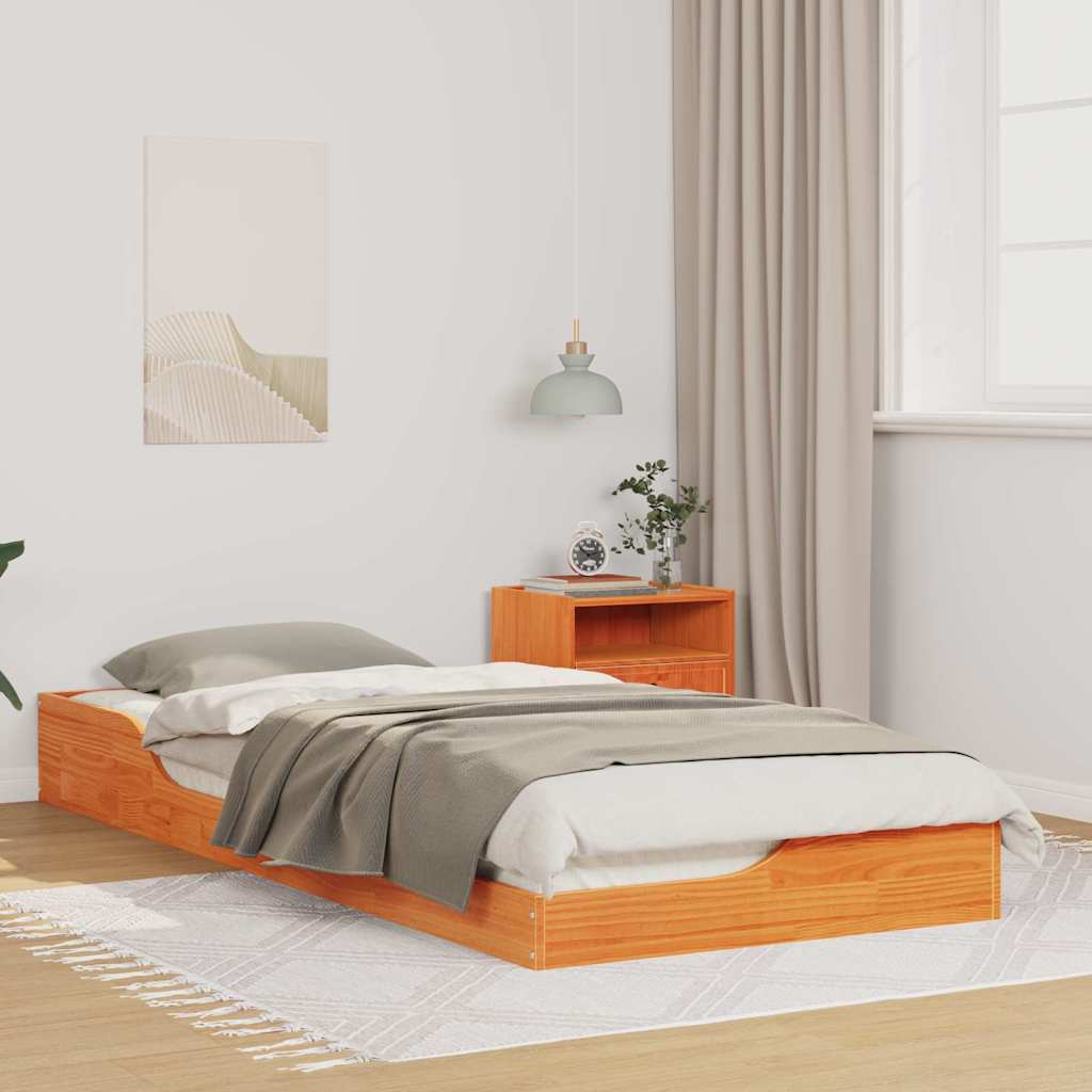 Ágykeret Faggyú barna 90 x 220 cm Tömör fenyőfa