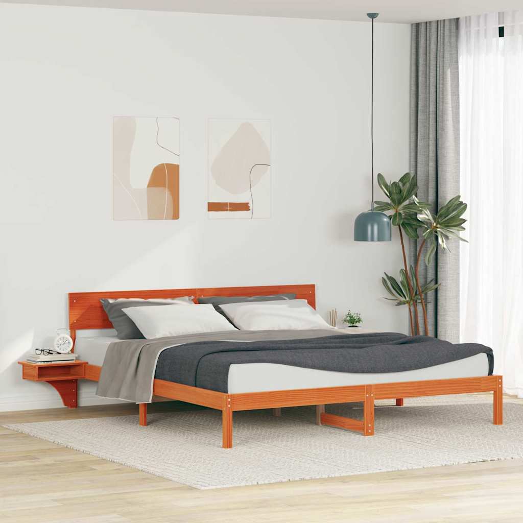 Ágykeret fejtámlával Faggyú barna 180 x 200 cm Tömör fenyőfa