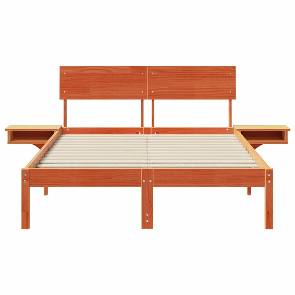 Ágykeret fejtámlával Faggyú barna 140 x 190 cm Tömör fenyőfa