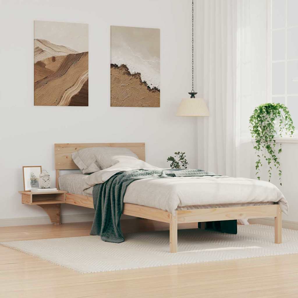 Ágykeret fejtámlával Barna 100 x 200 cm Tömör fenyőfa