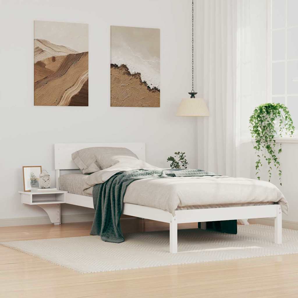 Ágykeret fejtámlával Fehér 90 x 200 cm Tömör fenyőfa