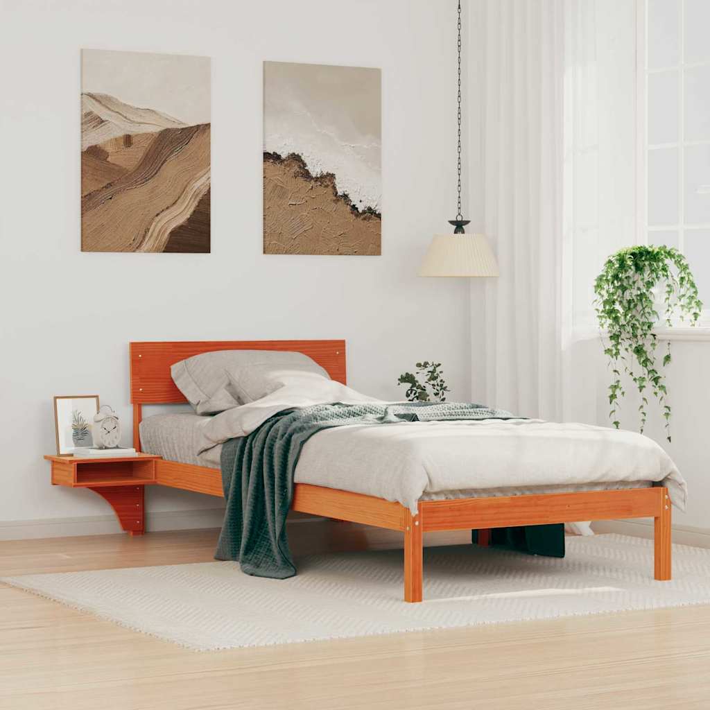 Ágykeret fejtámlával Faggyú barna 80 x 200 cm Tömör fenyőfa