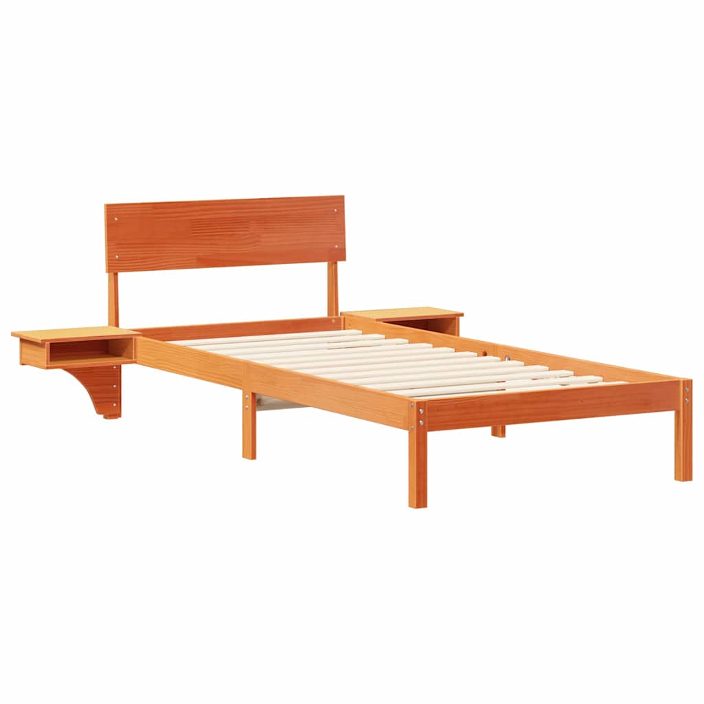 Ágykeret fejtámlával Faggyú barna 90 x 190 cm Tömör fenyőfa