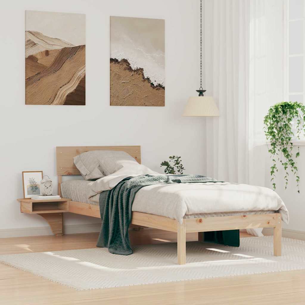 Ágykeret fejtámlával Barna 75 x 190 cm Tömör fenyőfa
