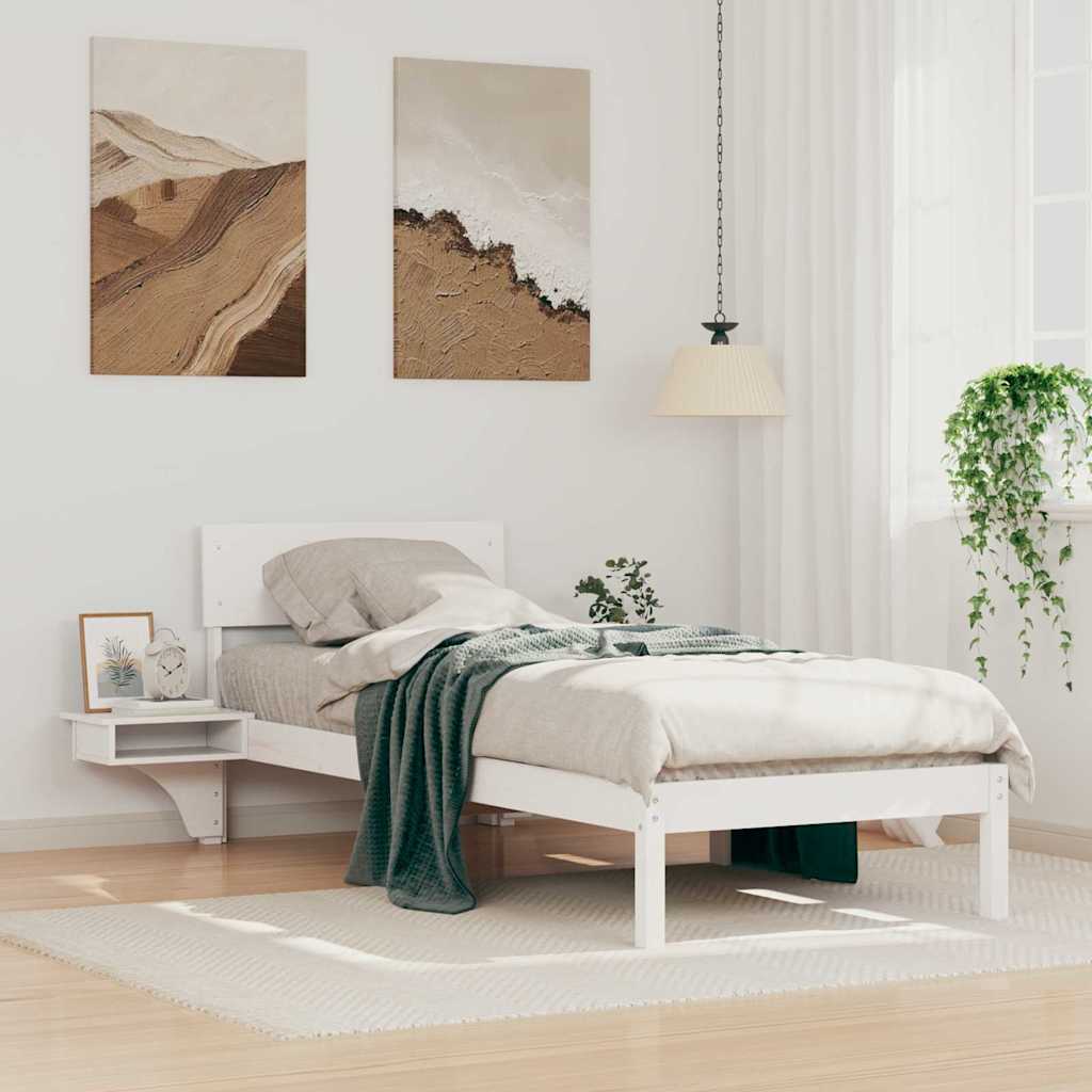 Ágykeret fejtámlával Fehér 75 x 190 cm Tömör fenyőfa