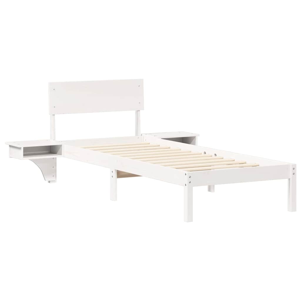 Ágykeret fejtámlával Fehér 75 x 190 cm Tömör fenyőfa