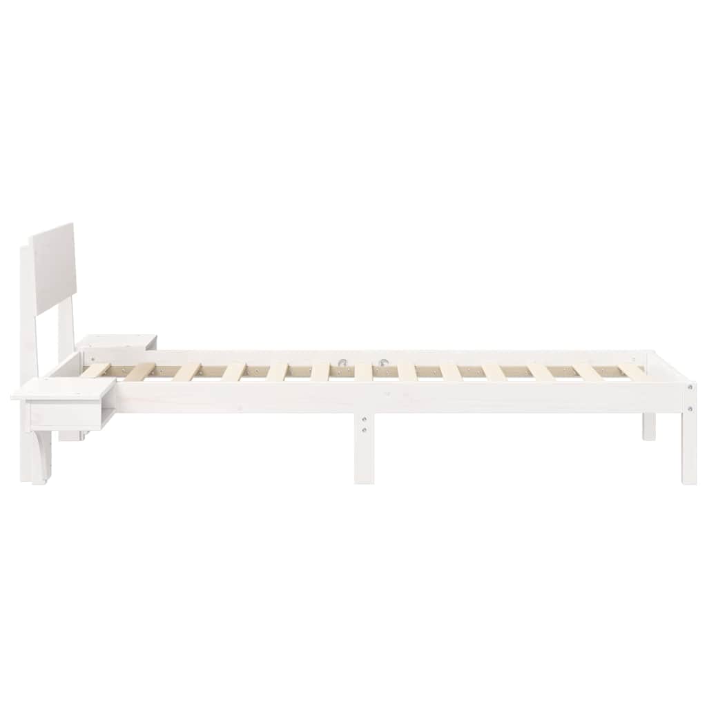 Ágykeret fejtámlával Fehér 75 x 190 cm Tömör fenyőfa