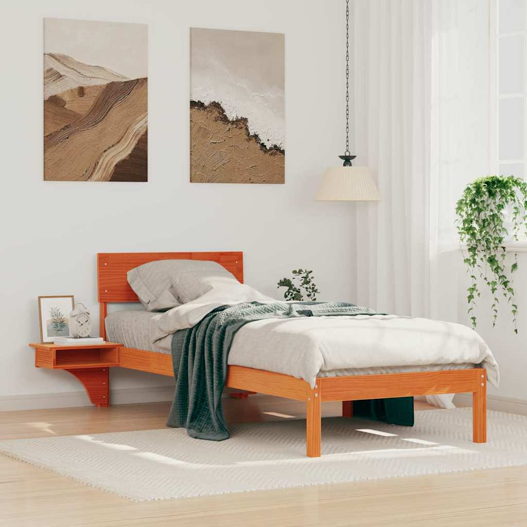 Ágykeret fejtámlával Faggyú barna 75 x 190 cm Tömör fenyőfa