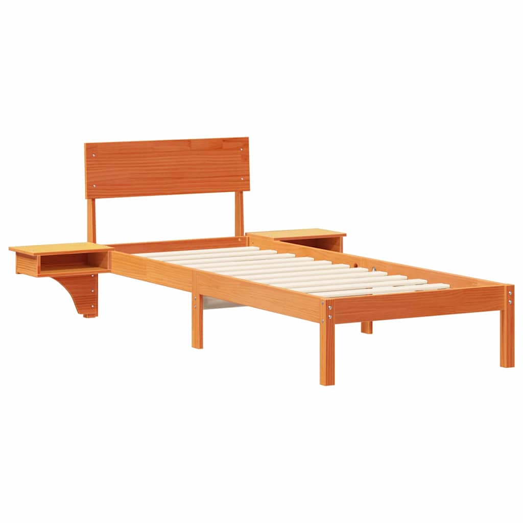 Ágykeret fejtámlával Faggyú barna 75 x 190 cm Tömör fenyőfa