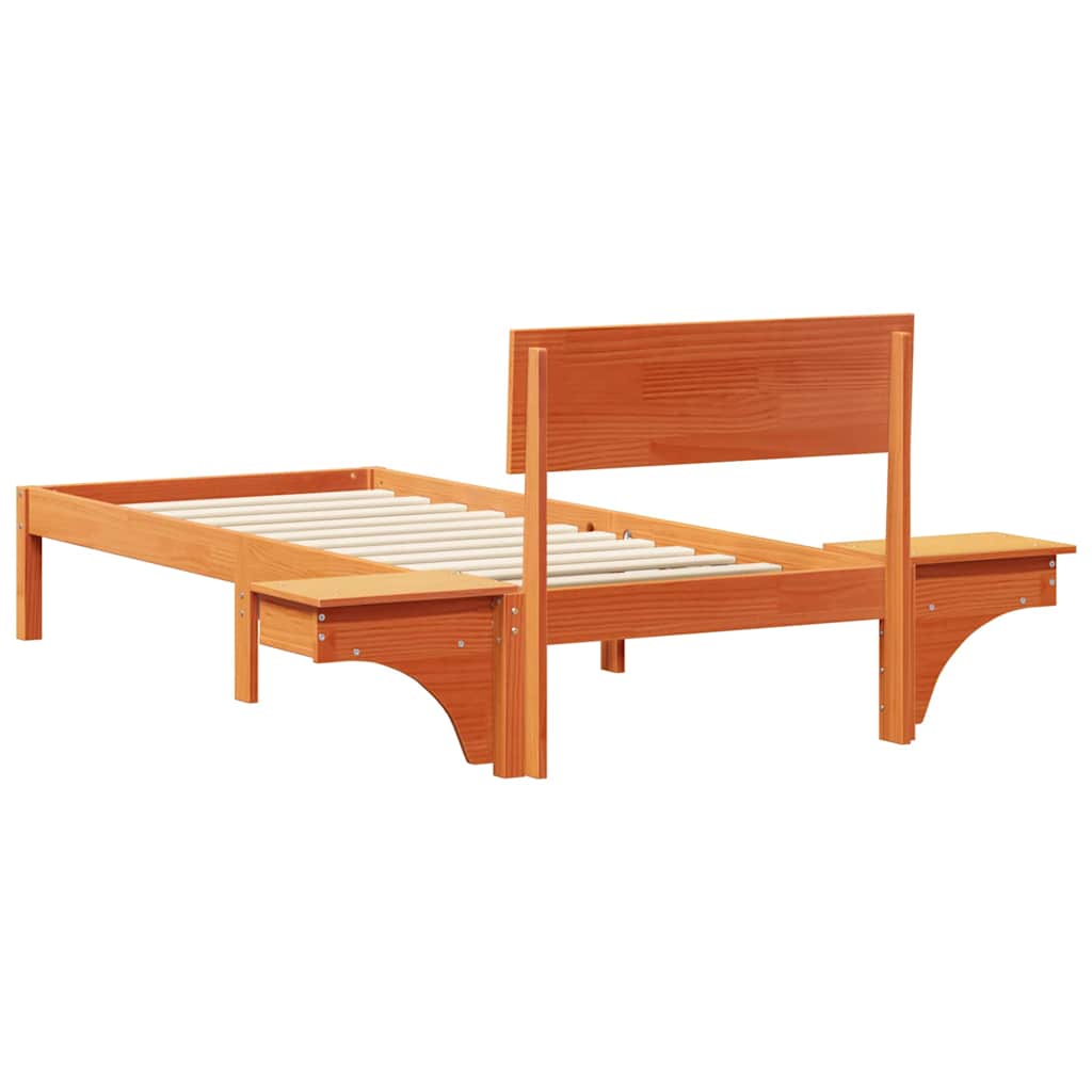Ágykeret fejtámlával Faggyú barna 75 x 190 cm Tömör fenyőfa