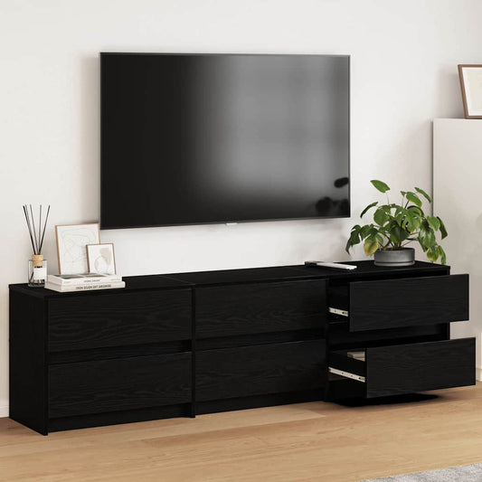 TV egységek 2 pcs Fekete tölgy 180 x 34 x 50 cm Faanyag