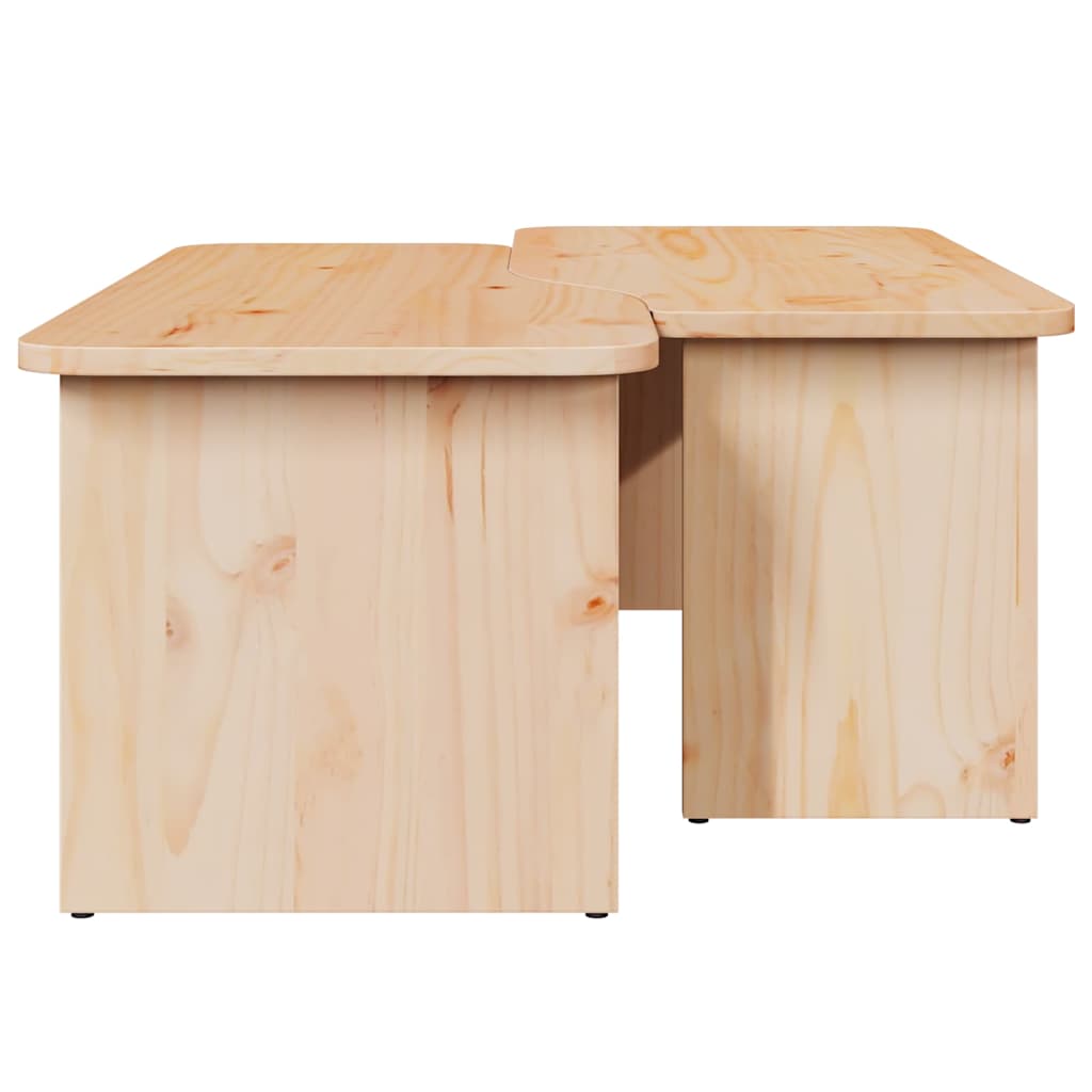 Dohányzóasztal 2 pcs Természetes Tömör fenyőfa