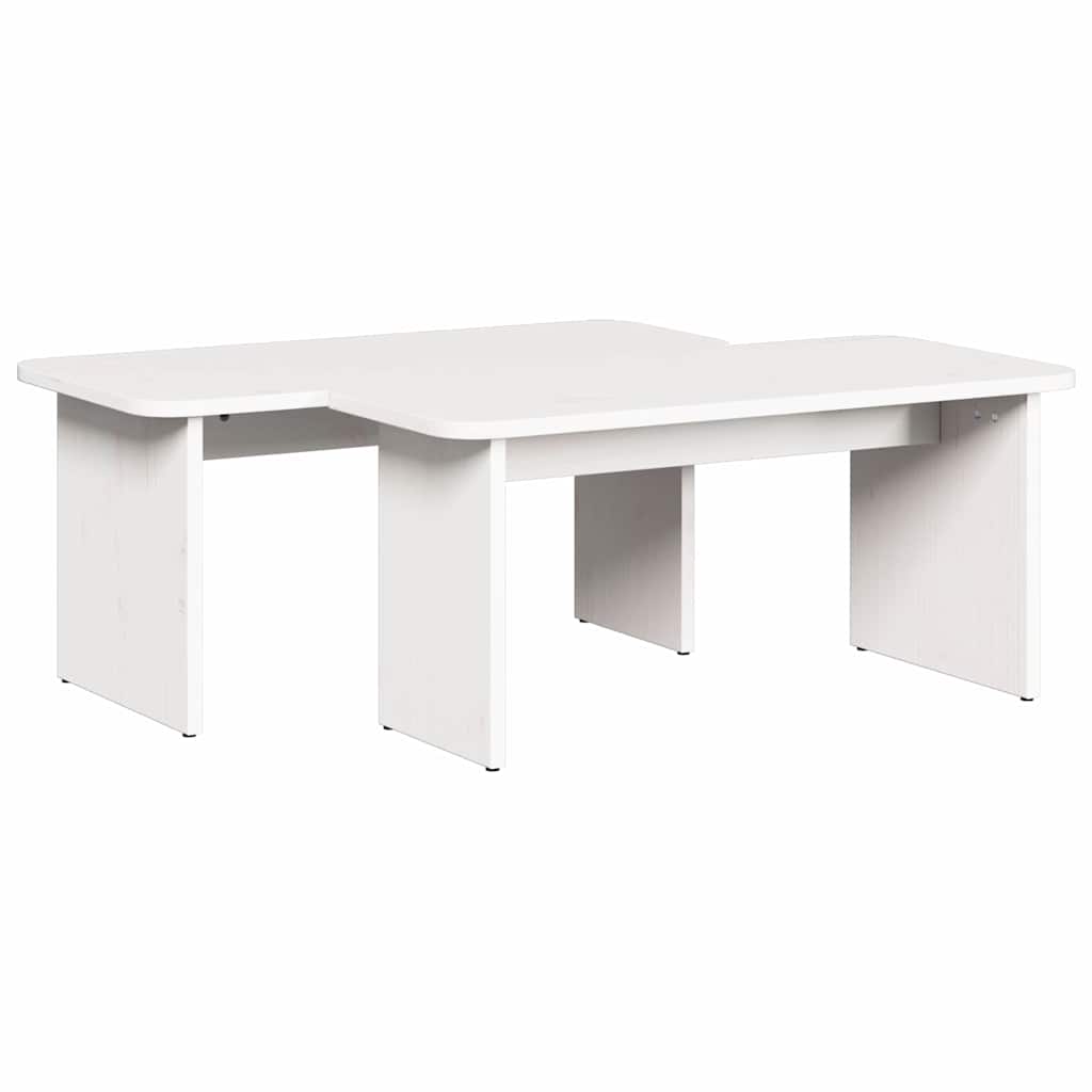 Dohányzóasztal 2 pcs Fehér Tömör fenyőfa