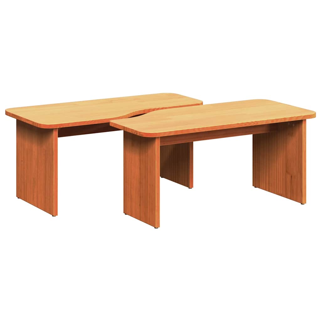 Dohányzóasztal 2 pcs Faggyú barna Tömör fenyőfa