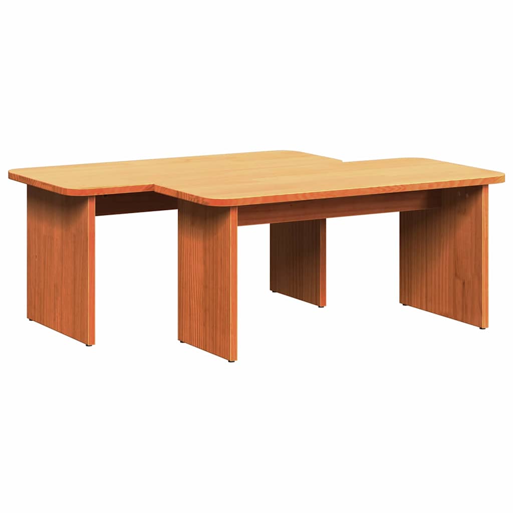 Dohányzóasztal 2 pcs Faggyú barna Tömör fenyőfa