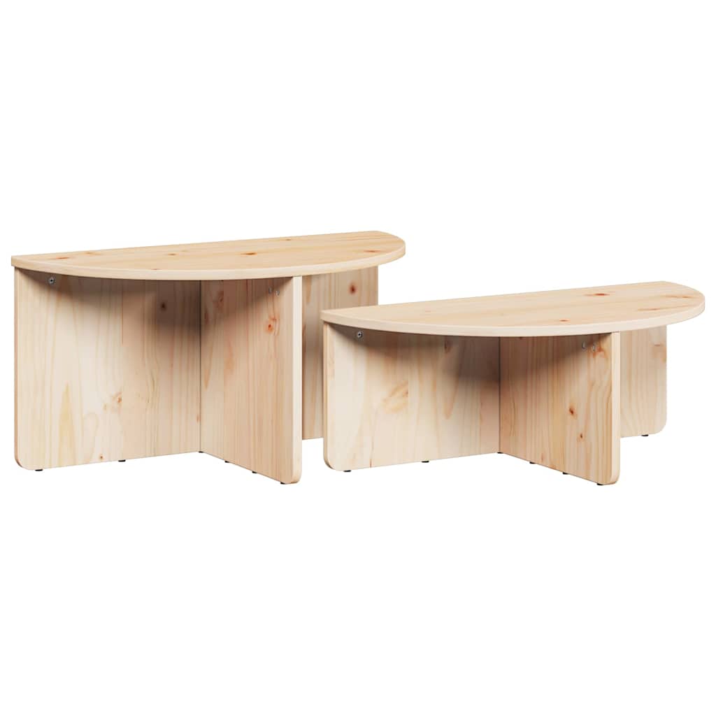 Dohányzóasztal 2 pcs Természetes Tömör fenyőfa