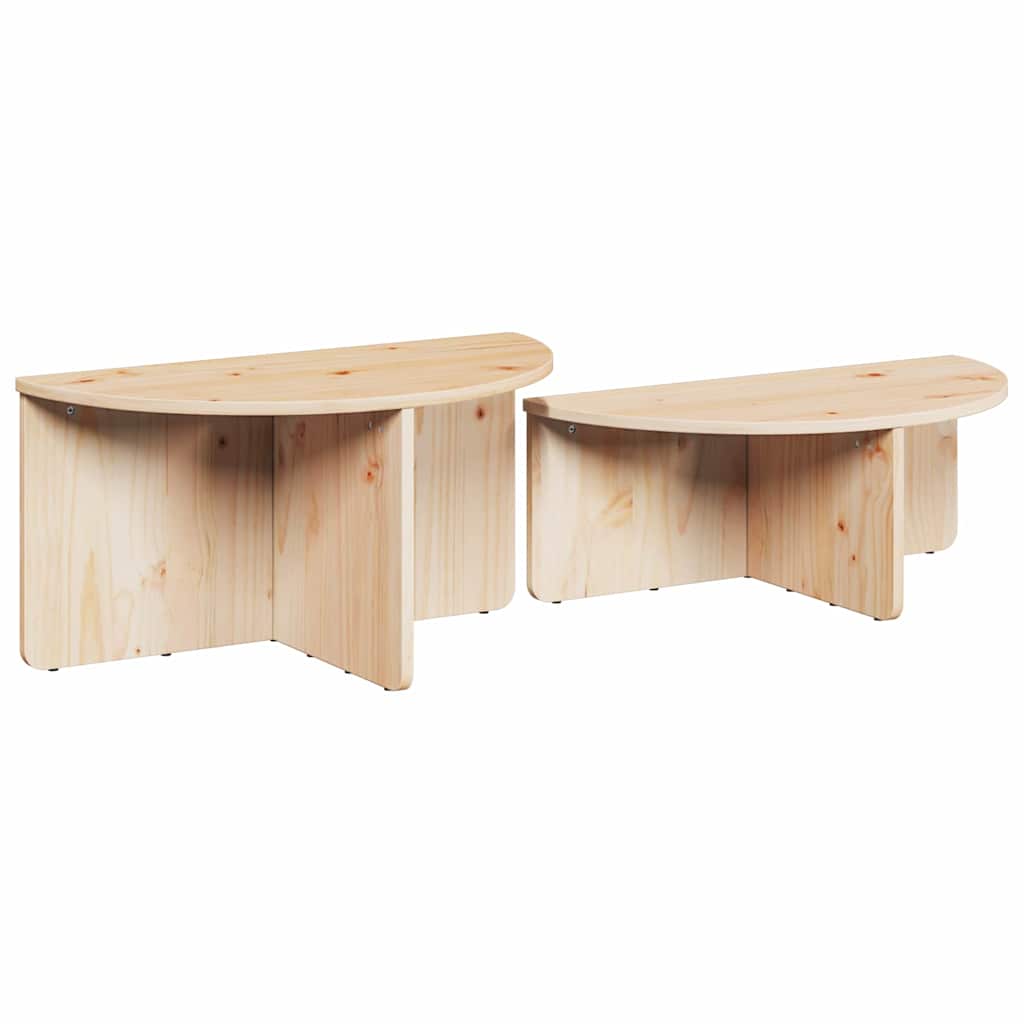 Dohányzóasztal 2 pcs Természetes Tömör fenyőfa