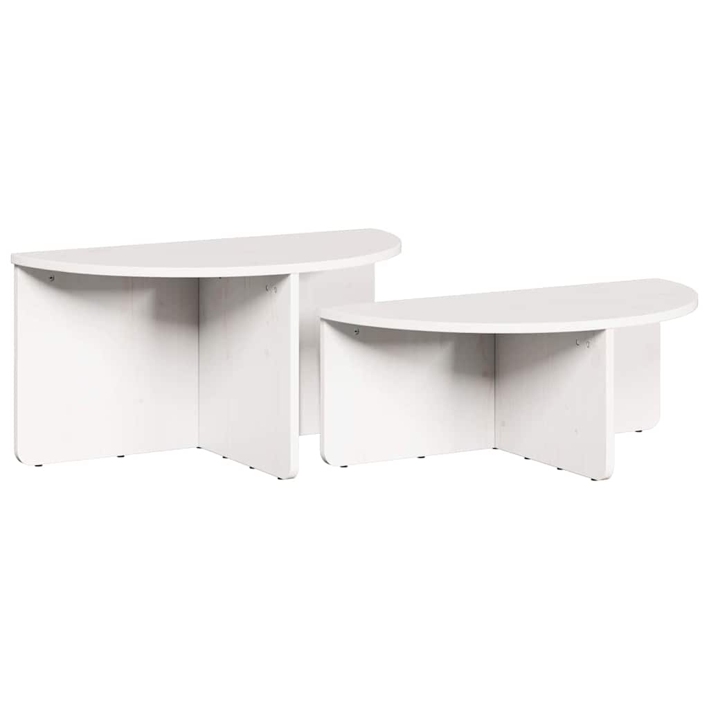 Dohányzóasztal 2 pcs Fehér Tömör fenyőfa