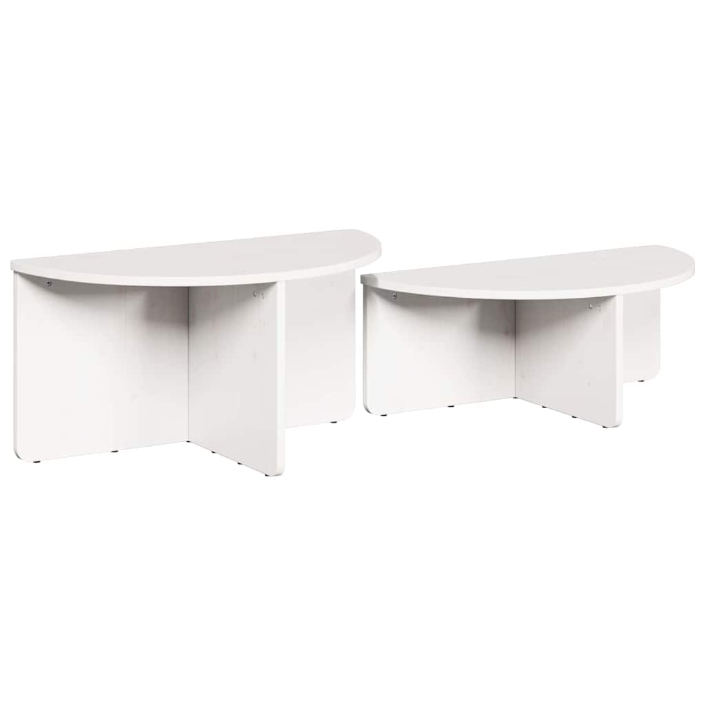 Dohányzóasztal 2 pcs Fehér Tömör fenyőfa