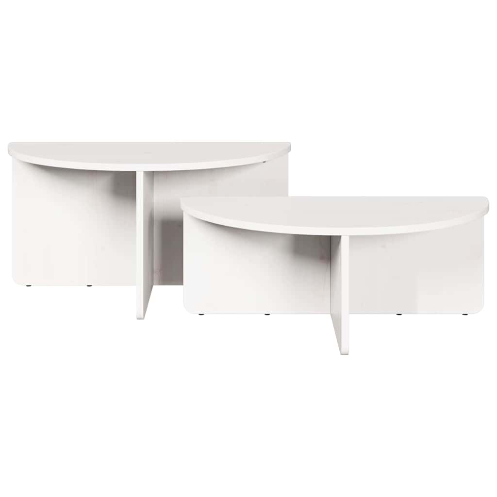 Dohányzóasztal 2 pcs Fehér Tömör fenyőfa