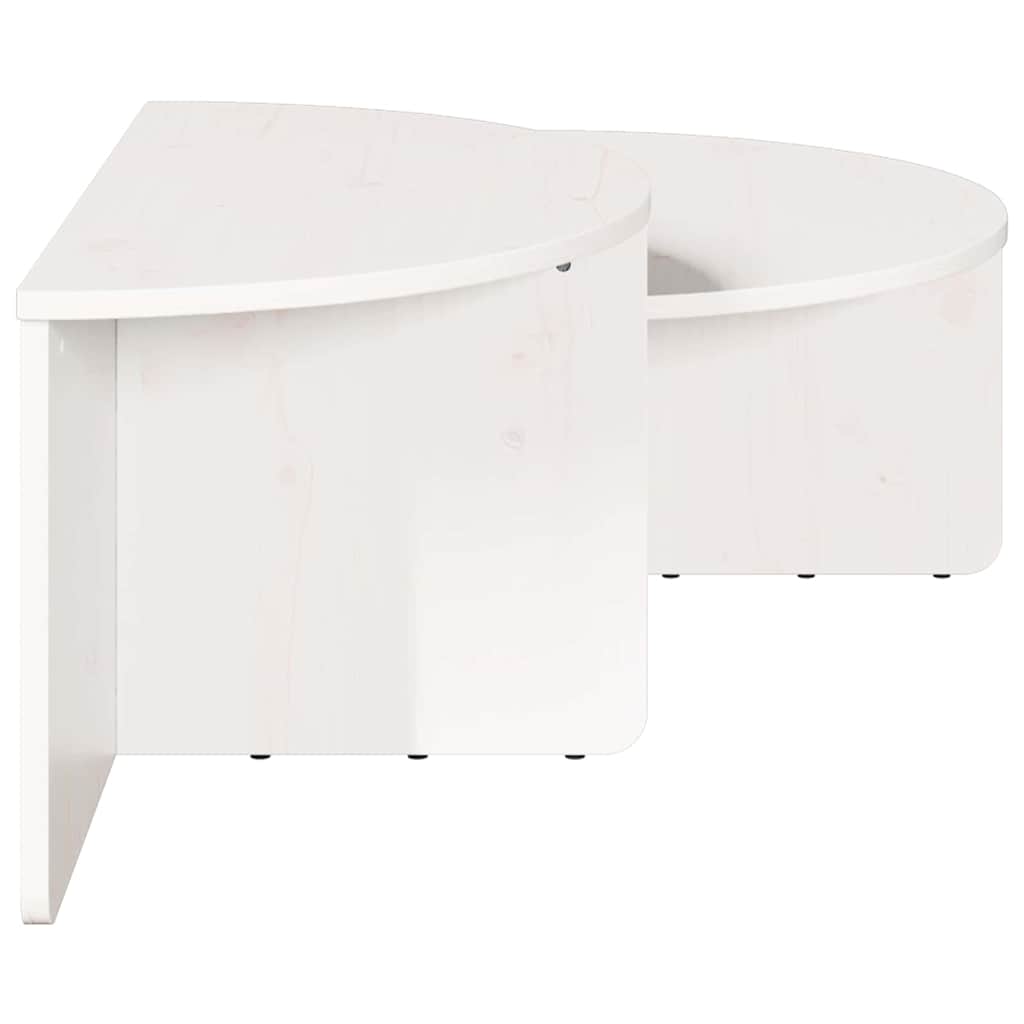 Dohányzóasztal 2 pcs Fehér Tömör fenyőfa