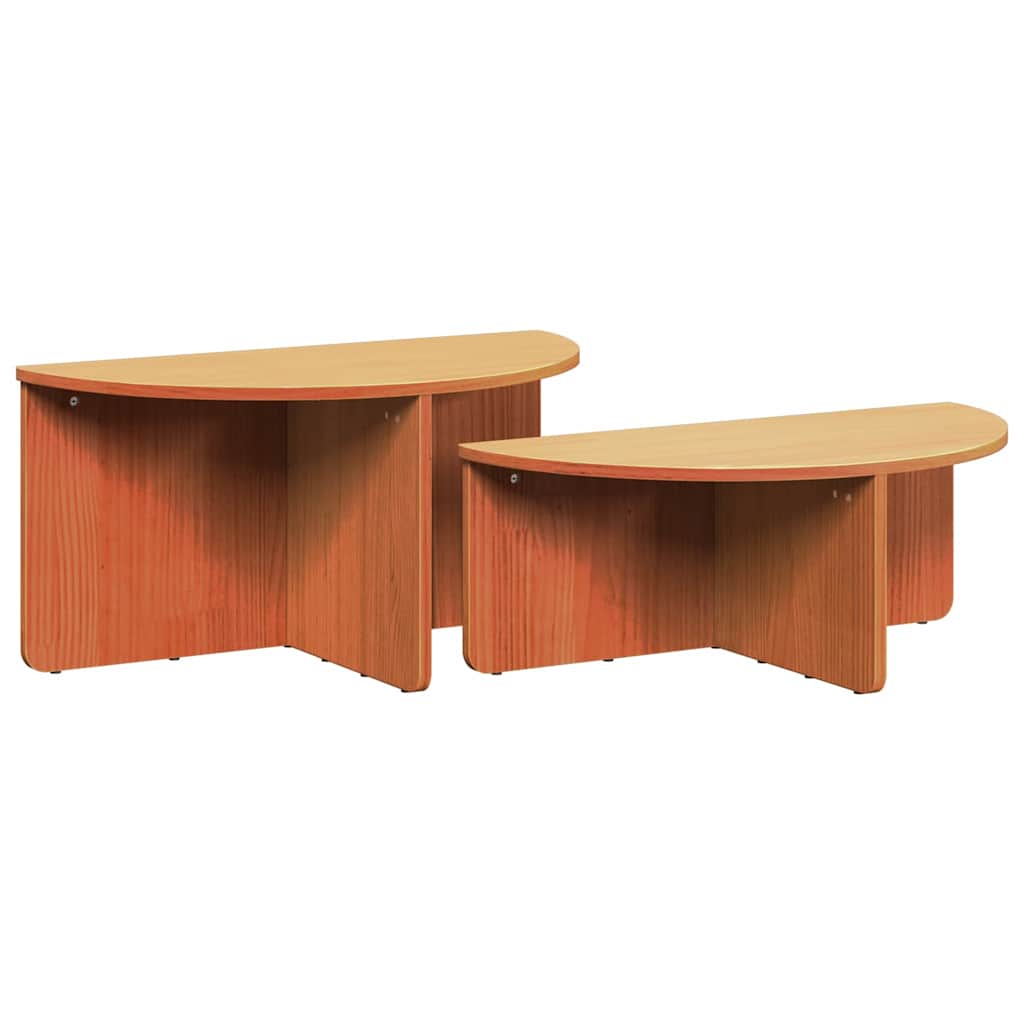 Dohányzóasztal 2 pcs Faggyú barna Tömör fenyőfa