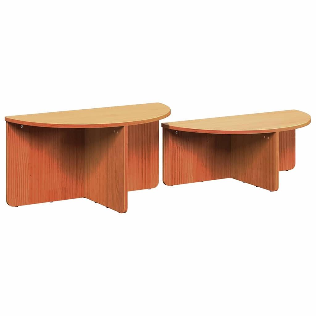 Dohányzóasztal 2 pcs Faggyú barna Tömör fenyőfa