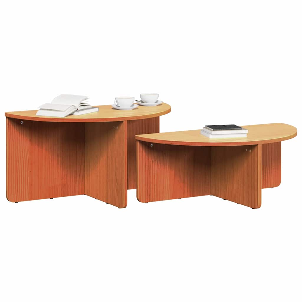 Dohányzóasztal 2 pcs Faggyú barna Tömör fenyőfa