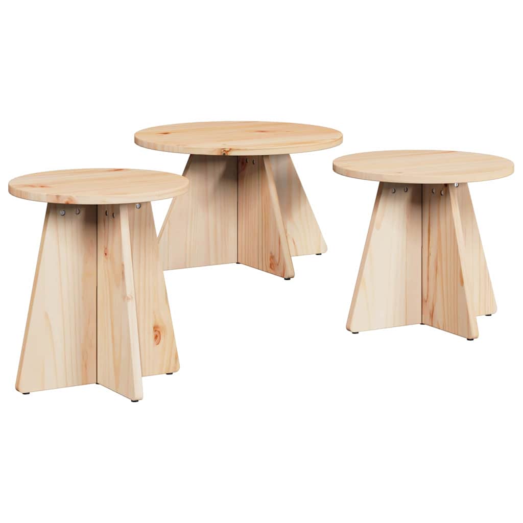 Dohányzóasztal 3 pcs Természetes