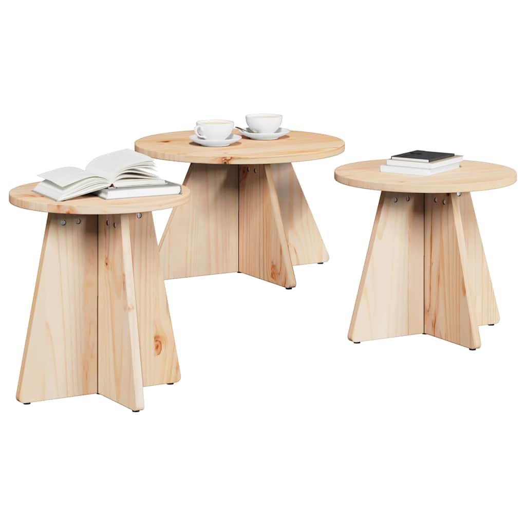Dohányzóasztal 3 pcs Természetes