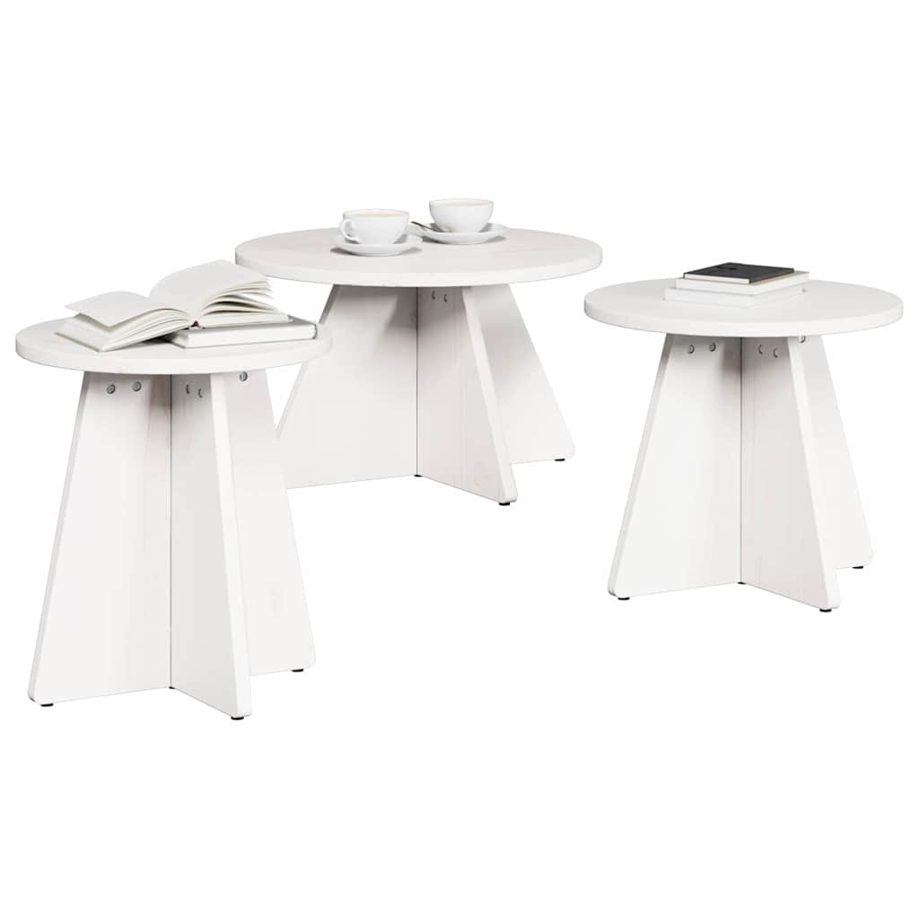 Dohányzóasztal 3 pcs Fehér