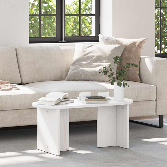 Dohányzóasztal Fehér 80 x 39,5 x 35 cm Tömör fenyőfa