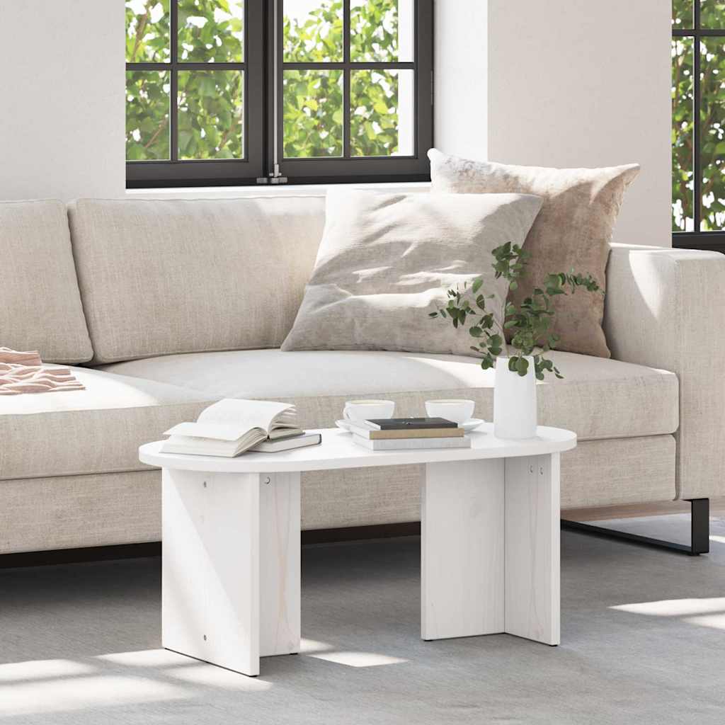 Dohányzóasztal Fehér 80 x 39,5 x 35 cm Tömör fenyőfa