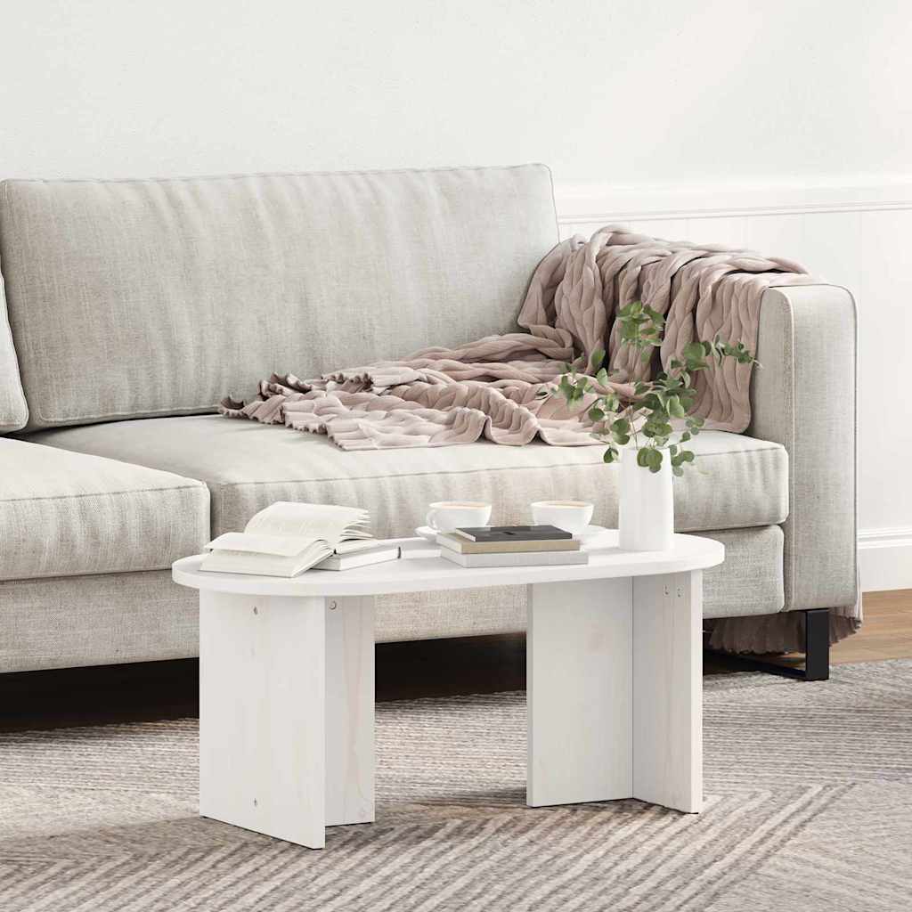 Dohányzóasztal Fehér 80 x 39,5 x 35 cm Tömör fenyőfa