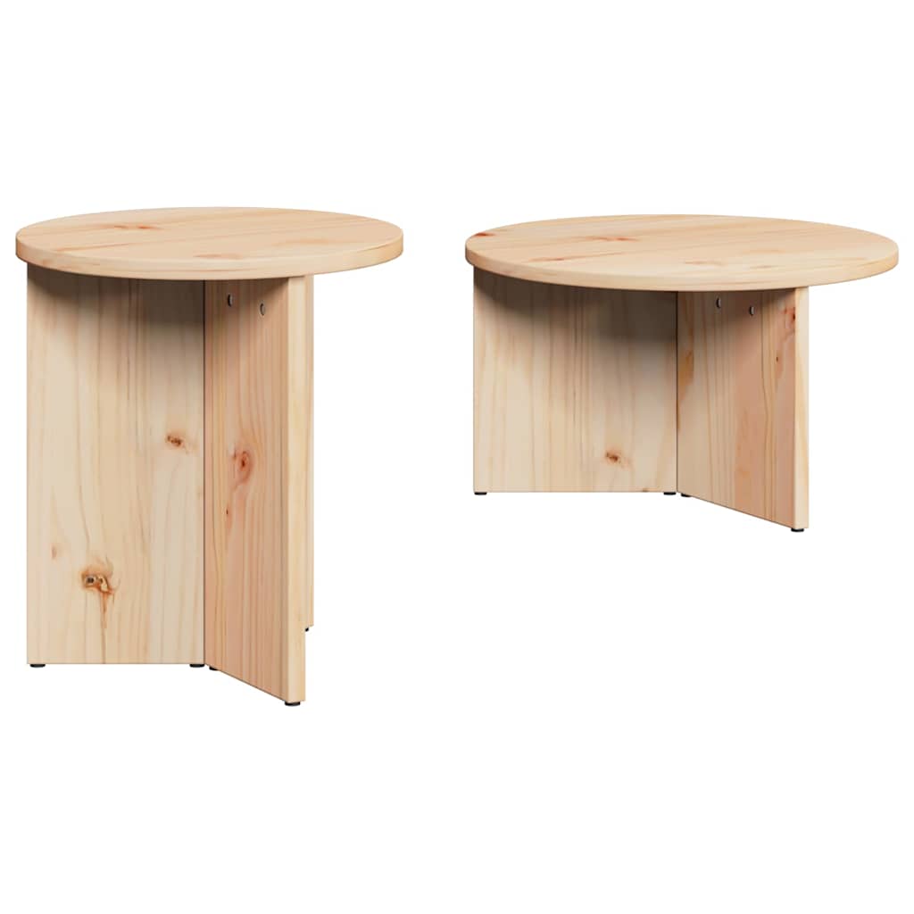 Dohányzóasztal 2 pcs Természetes Tömör fenyőfa