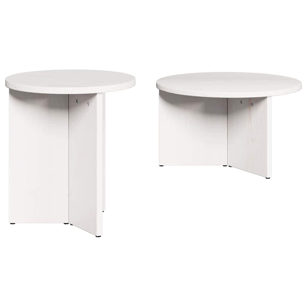 Dohányzóasztal 2 pcs Fehér Tömör fenyőfa