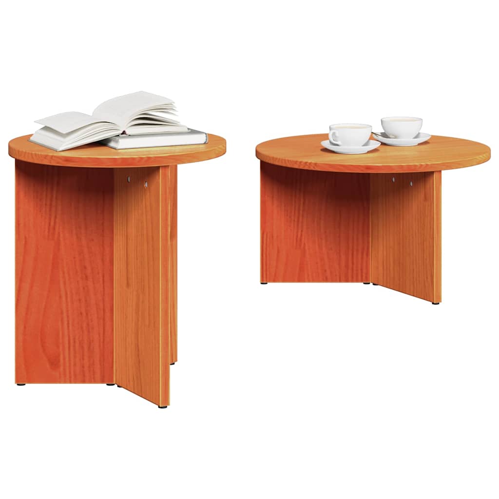 Dohányzóasztal 2 pcs Faggyú barna Tömör fenyőfa