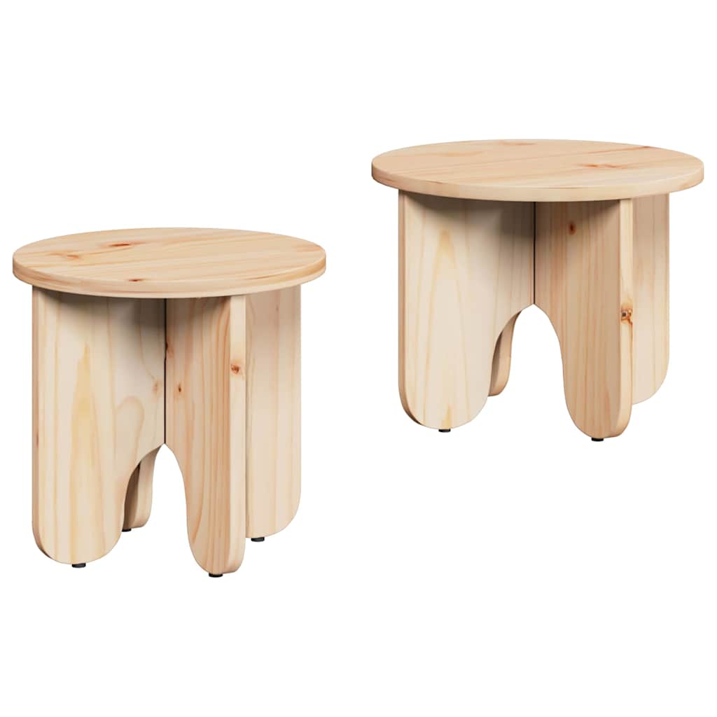 Dohányzóasztal 2 pcs Természetes Tömör fenyőfa